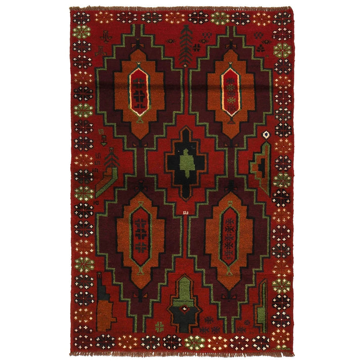 Afghan Baluchi Rug 4' 0" x 6' 6" Hand-Knotted | No. AL15896