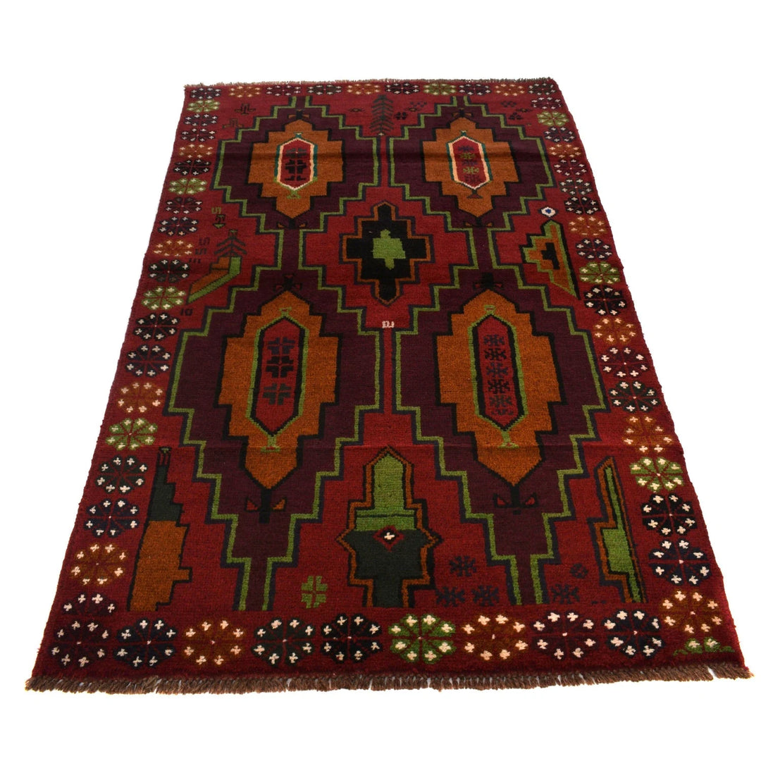 Afghan Baluchi Rug 4' 0" x 6' 6" Hand-Knotted | No. AL15896