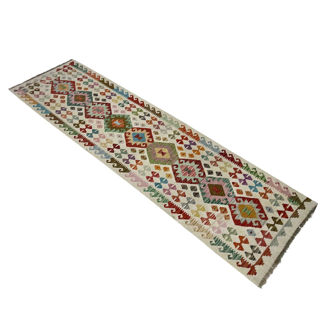 Afghan Vegetable Kilim Rug 2' 8" x 9' 8" Flat-Weave | No. AL159635
