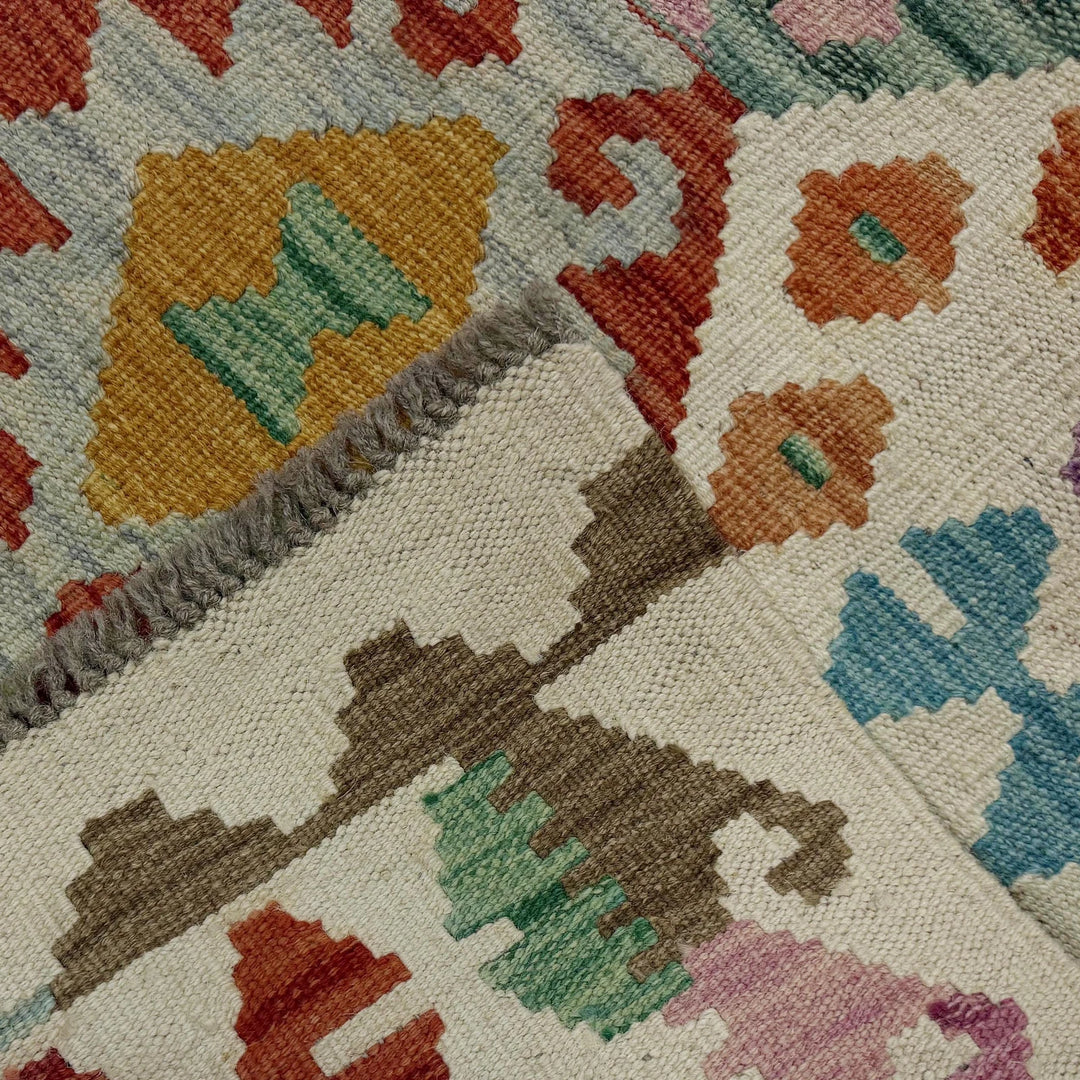 Afghan Vegetable Kilim Rug 2' 8" x 9' 8" Flat-Weave | No. AL159635
