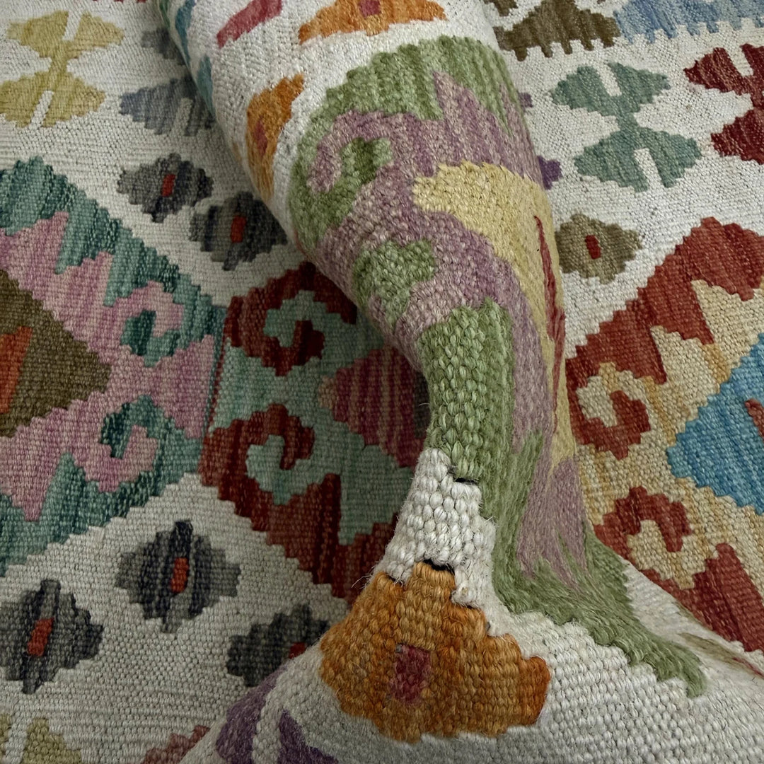 Afghan Vegetable Kilim Rug 2' 8" x 9' 8" Flat-Weave | No. AL159635