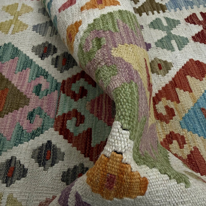 Afghan Vegetable Kilim Rug 2' 8" x 9' 8" Flat-Weave | No. AL159635