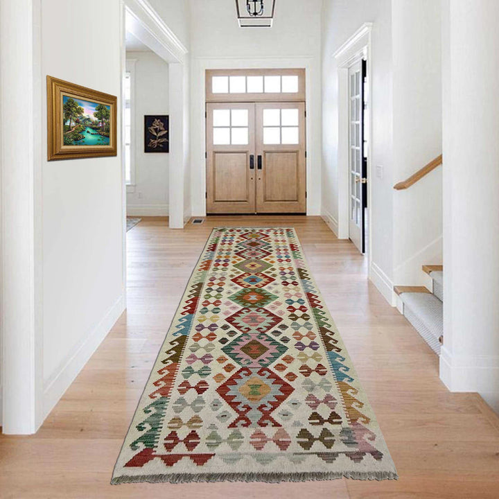 Afghan Vegetable Kilim Rug 2' 8" x 9' 8" Flat-Weave | No. AL159635