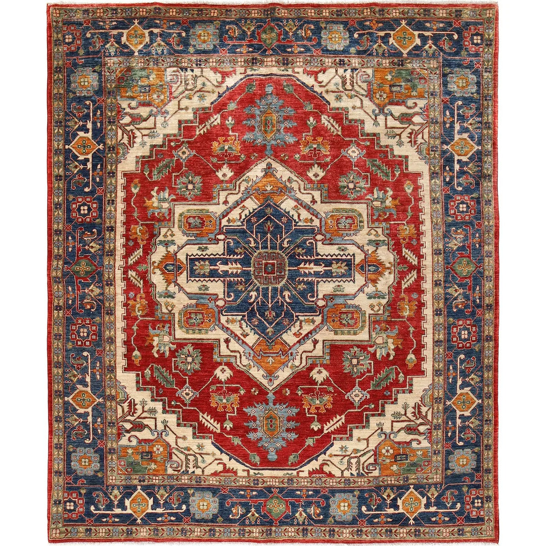Handmade Persian Design Heriz Carpet 8' 1" x 9' 9" - No. AL15982