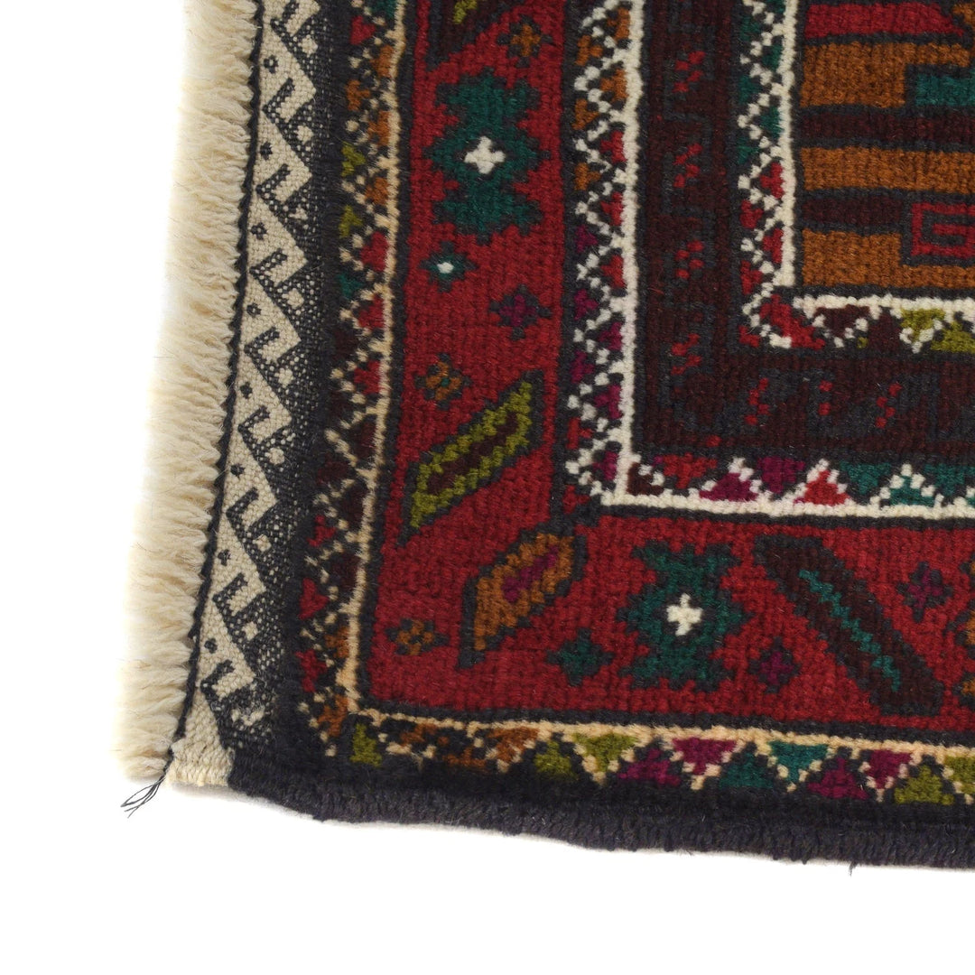 Afghan Baluchi Rug 3' 1" x 4' 10" Hand-Knotted | No. AL15982