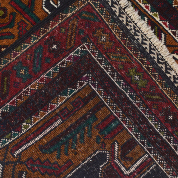 Afghan Baluchi Rug 3' 1" x 4' 10" Hand-Knotted | No. AL15982