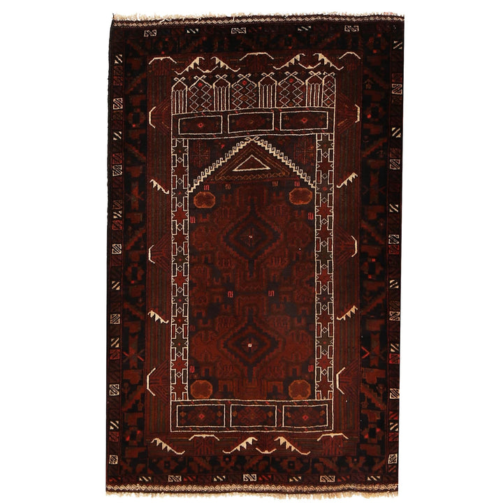Afghan Prayer Rug 2' 11" x 4' 7" Hand-Knotted | No. AL15992