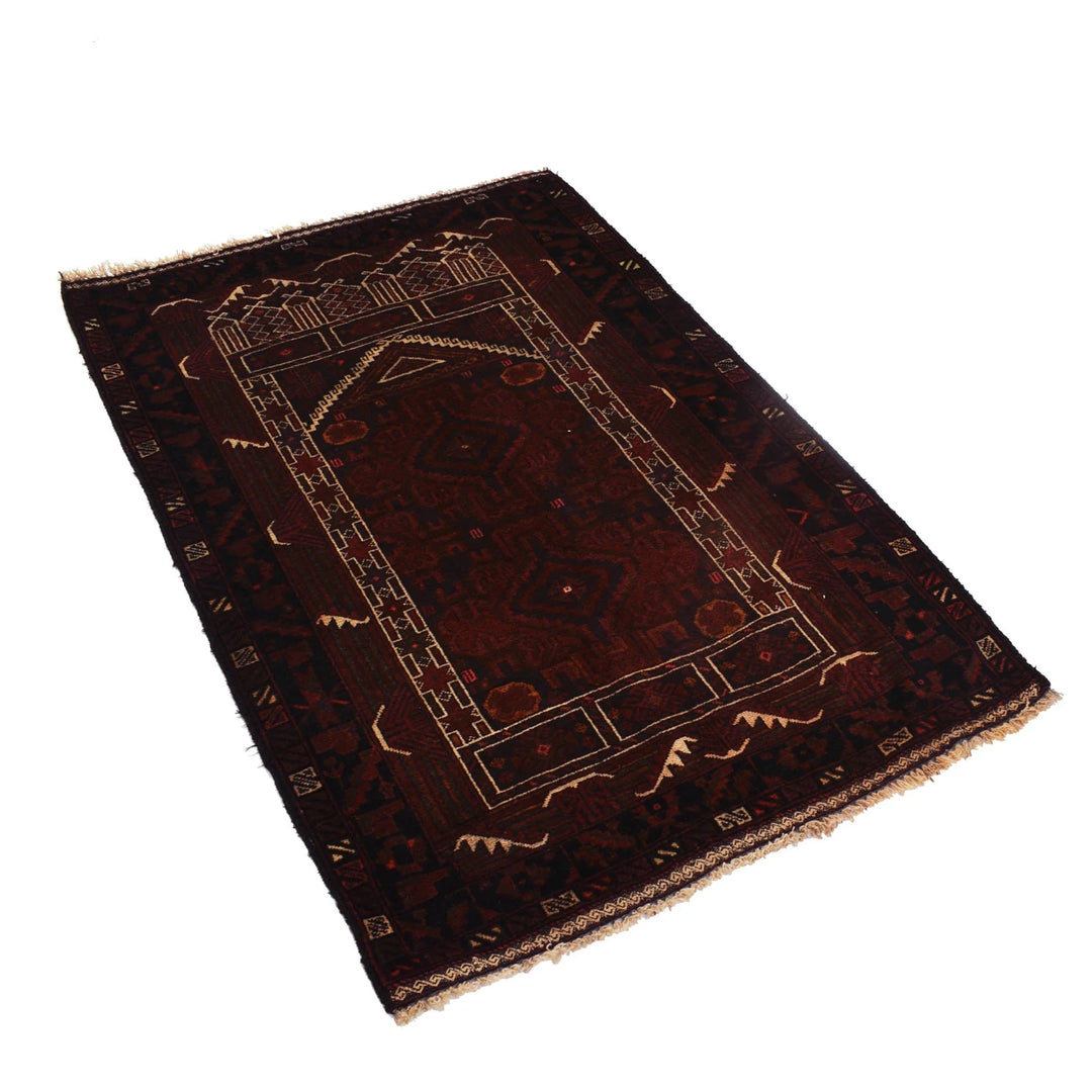 Afghan Prayer Rug 2' 11" x 4' 7" Hand-Knotted | No. AL15992
