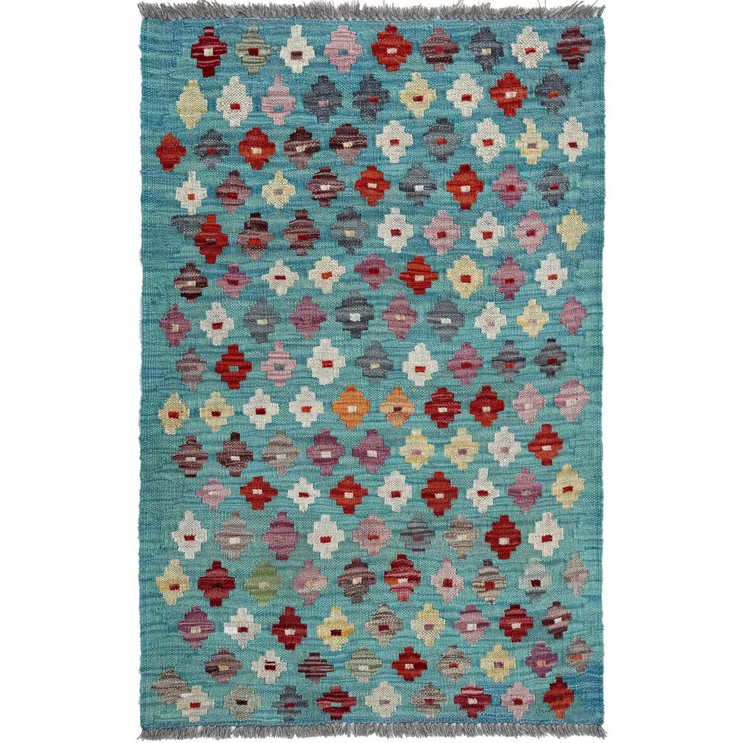 Afghan Kilim Rug 2' 4" x 3' 8" Flat-Weave | No. AL16050