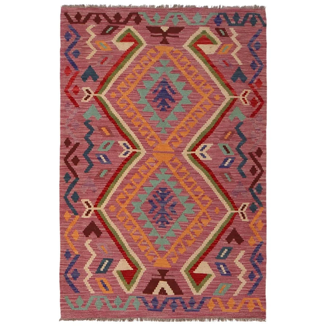 Afghan Kilim Rug 3' 5" x 5' 0" Flat-Weave | No. AL16099