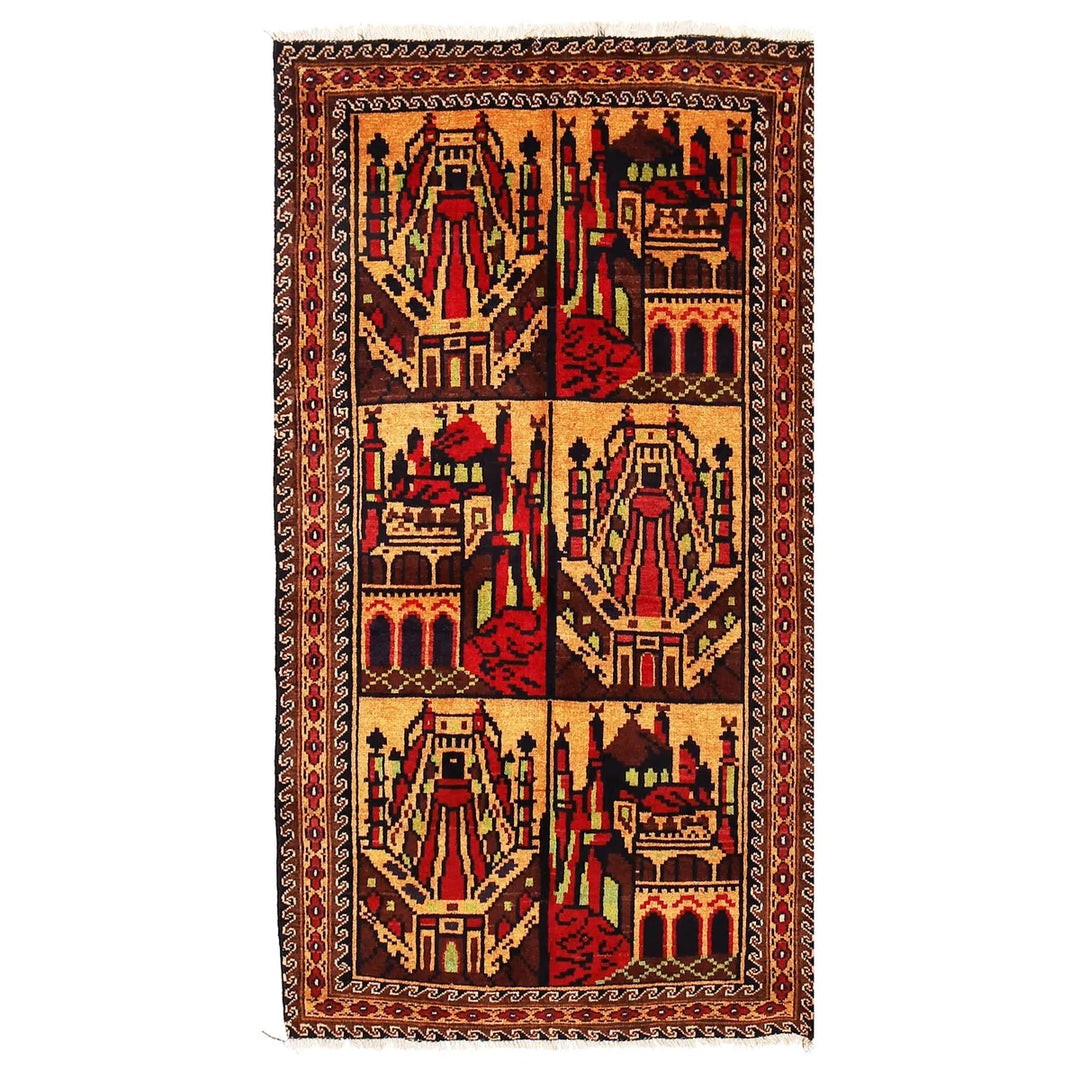 Beige Afghan Prayer Rug 2' 10" x 5' 1" Hand-Knotted | No. AL16115