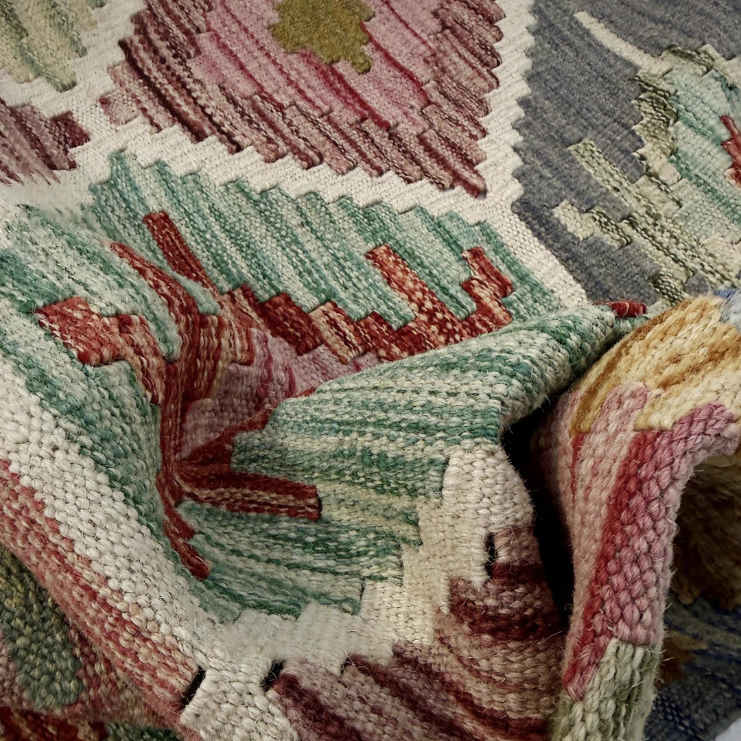 Multicolor Afghan Vegetable Kilim Rug 4' 11" x 6' 7" Flat-Weave | No. AL16126