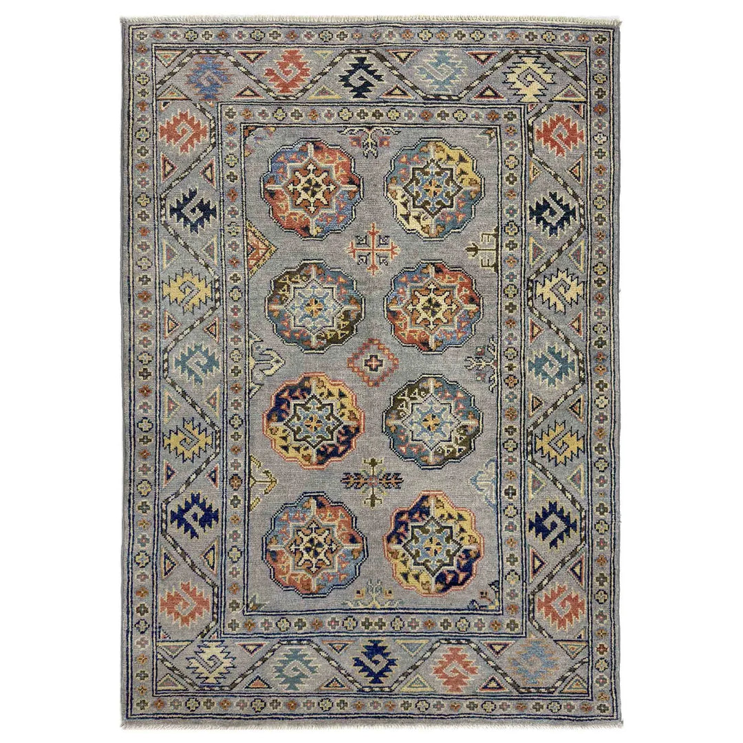 Gray Afghan Waziri Rug 3' 3" x 4' 11" Hand-Knotted | No. AL16139