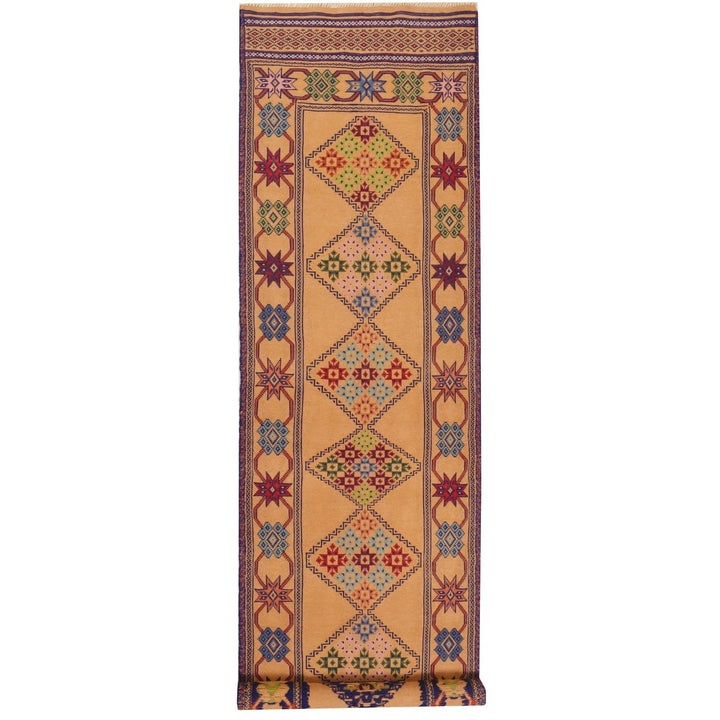 Brown Afghan Laghari Kilim Rug 2' 5" x 9' 9" Flat-Weave | No. AL16143
