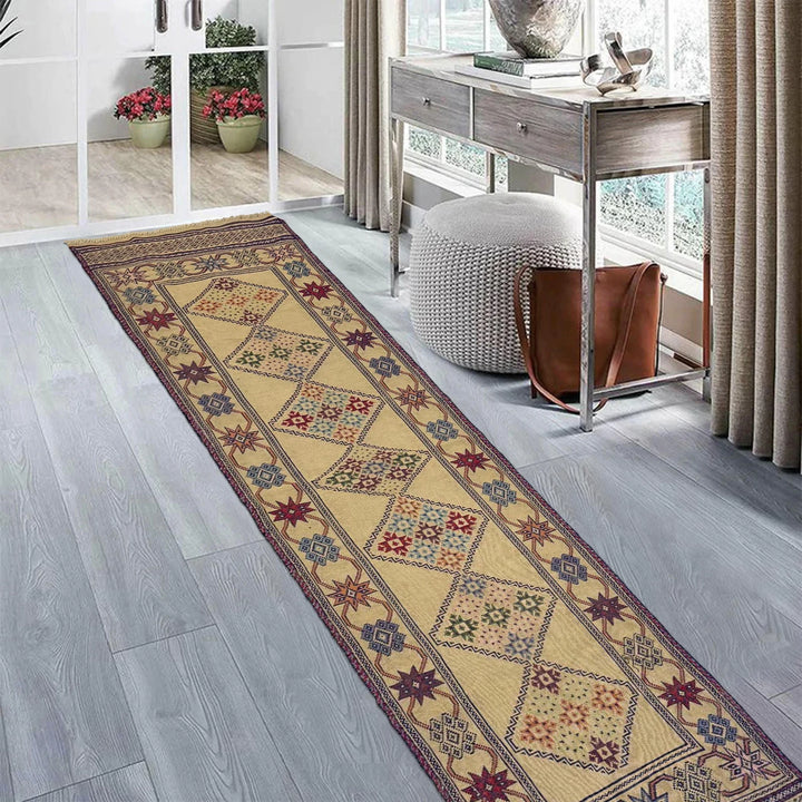 Brown Afghan Laghari Kilim Rug 2' 5" x 9' 9" Flat-Weave | No. AL16143