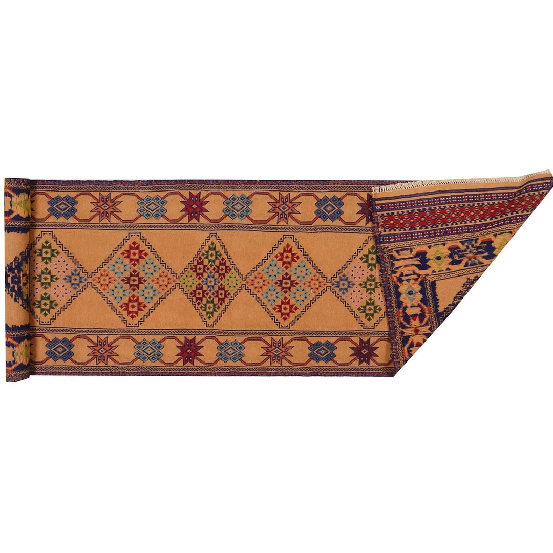 Brown Afghan Laghari Kilim Rug 2' 5" x 9' 9" Flat-Weave | No. AL16143