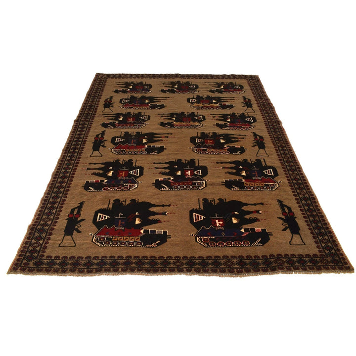 Afghan War Rug 6' 5" x 8' 9" Hand-Knotted | No. AL16196