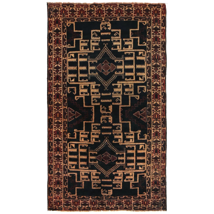 Afghan Baluchi Rug 3' 8" x 6' 8" Hand-Knotted | No. AL16268