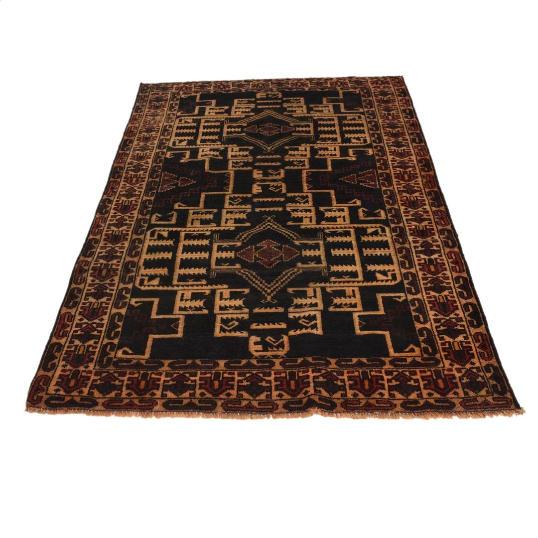 Afghan Baluchi Rug 3' 8" x 6' 8" Hand-Knotted | No. AL16268