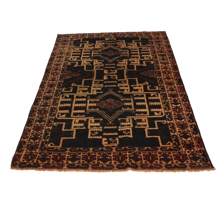 Afghan Baluchi Rug 3' 8" x 6' 8" Hand-Knotted | No. AL16268