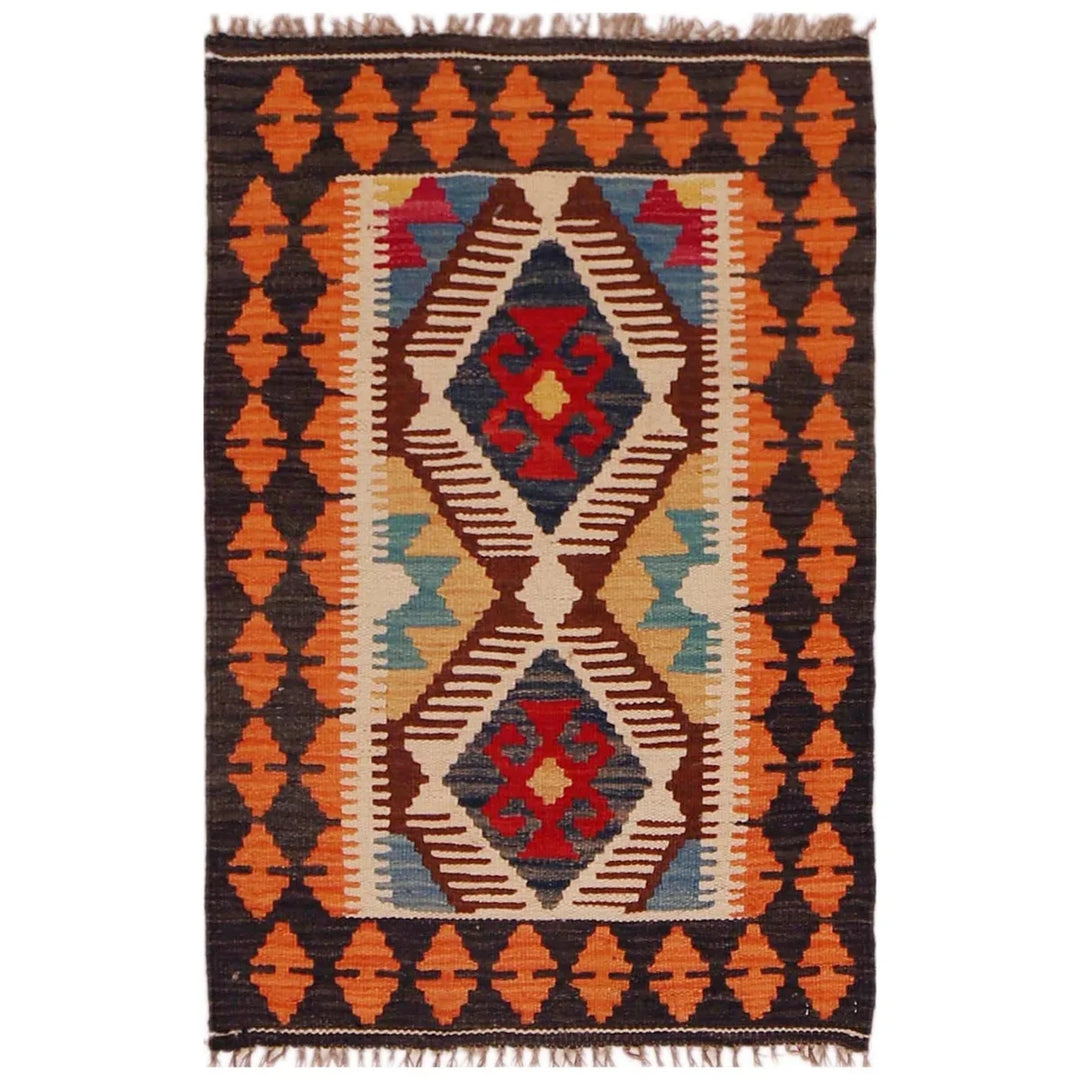 Afghan Vegetable Kilim Rug 2' 0" x 3' 1" Flat-Weave | No. AL16284