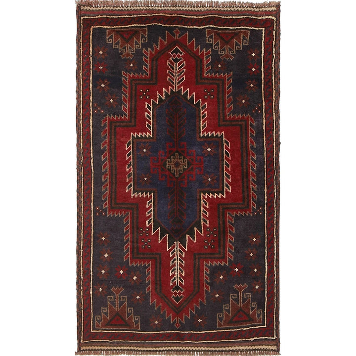 Afghan Baluchi Rug 2' 11" x 4' 11" Hand-Knotted | No. AL16288