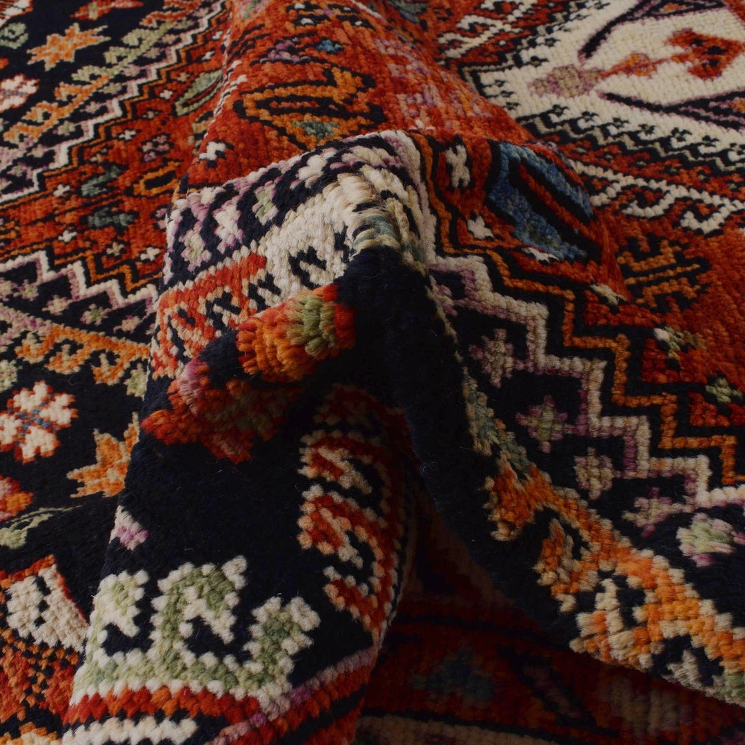 Red Afghan Shirazi Rug 5' 8" x 7' 10" Hand-Knotted | No. AL16313