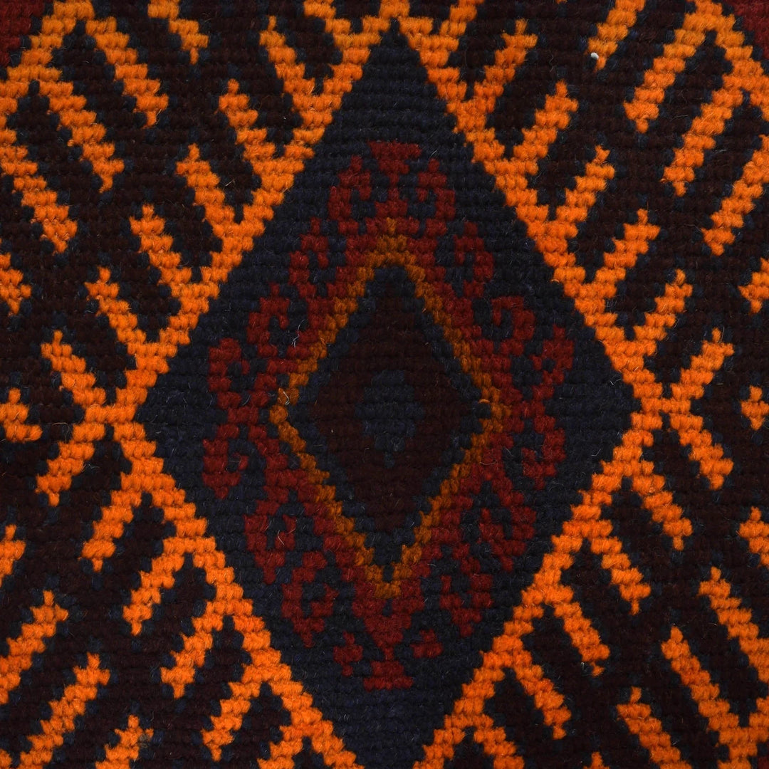 Red Afghan Baluchi Rug 3' 8" x 5' 7" Hand-Knotted | No. AL16314