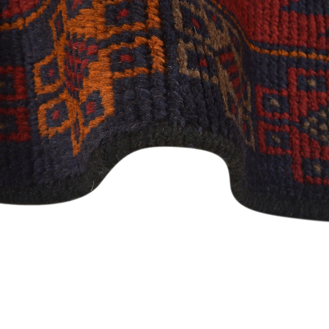 Red Afghan Baluchi Rug 3' 8" x 5' 7" Hand-Knotted | No. AL16314