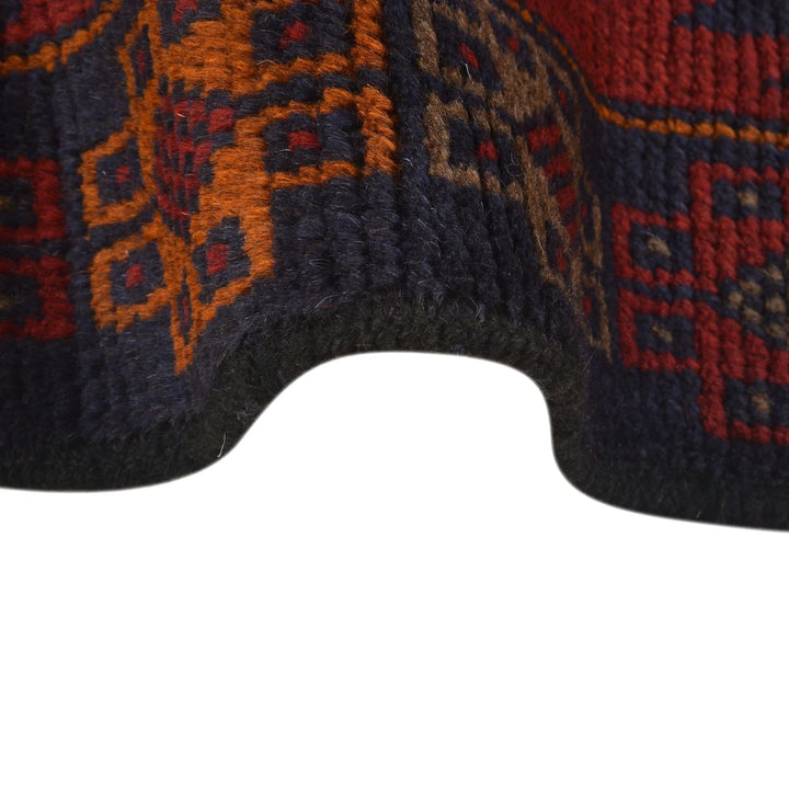 Red Afghan Baluchi Rug 3' 8" x 5' 7" Hand-Knotted | No. AL16314