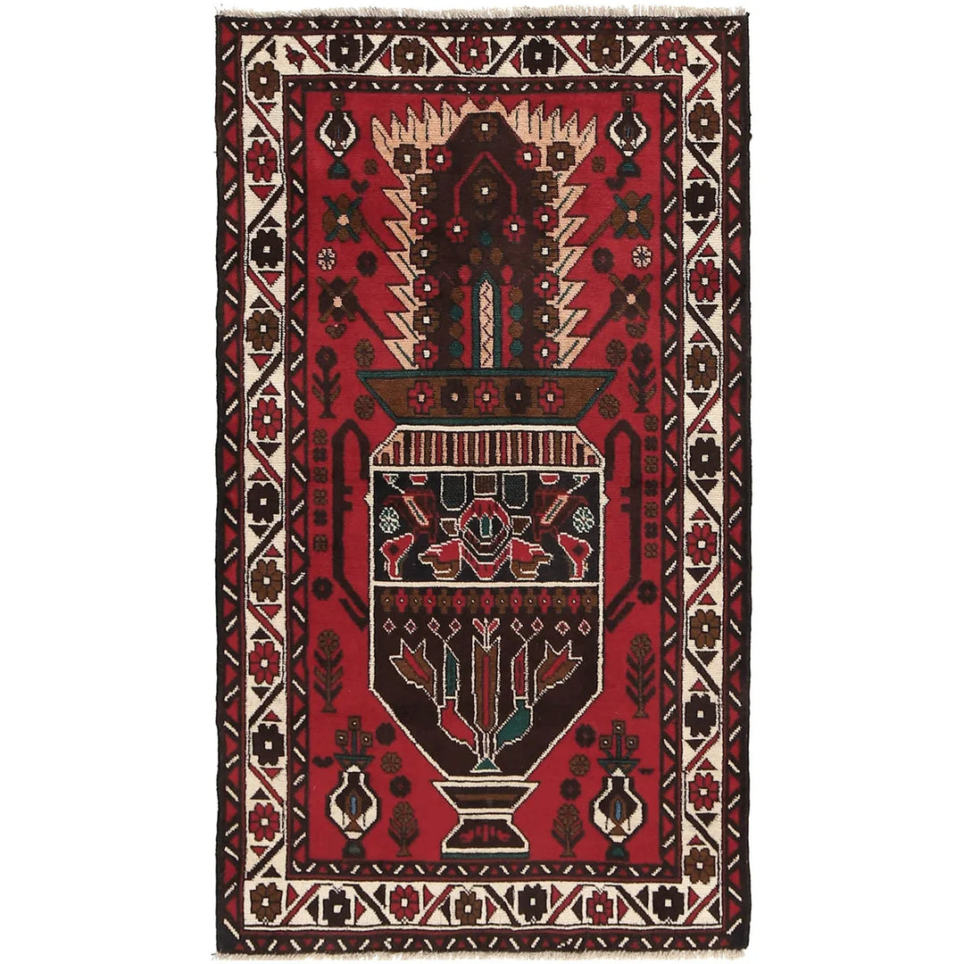 Afghan Baluchi Rug 2' 11" x 5' 2" Hand-Knotted | No. AL16322