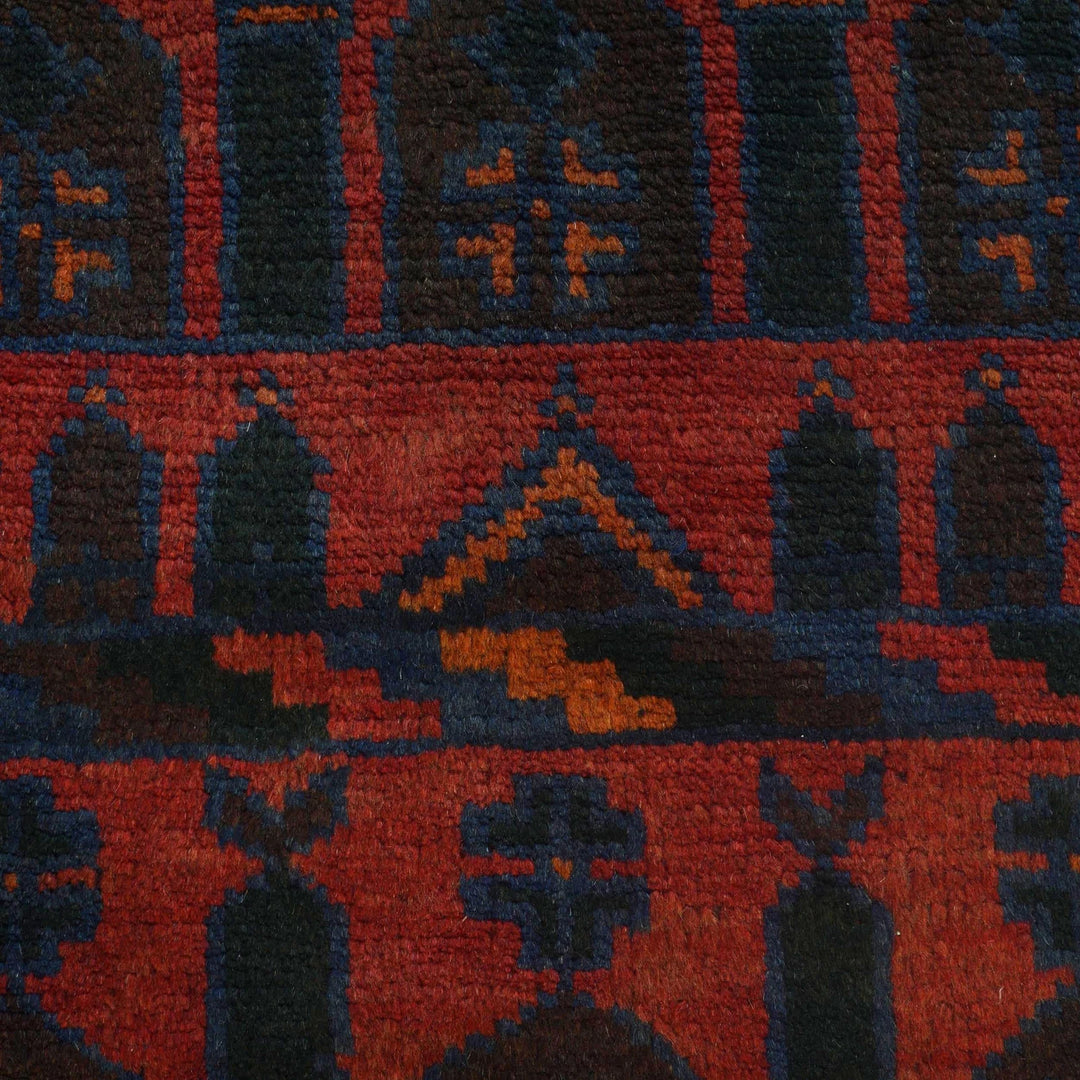 Red Afghan Prayer Rug 2' 11" x 4' 9" Hand-Knotted | No. AL16343