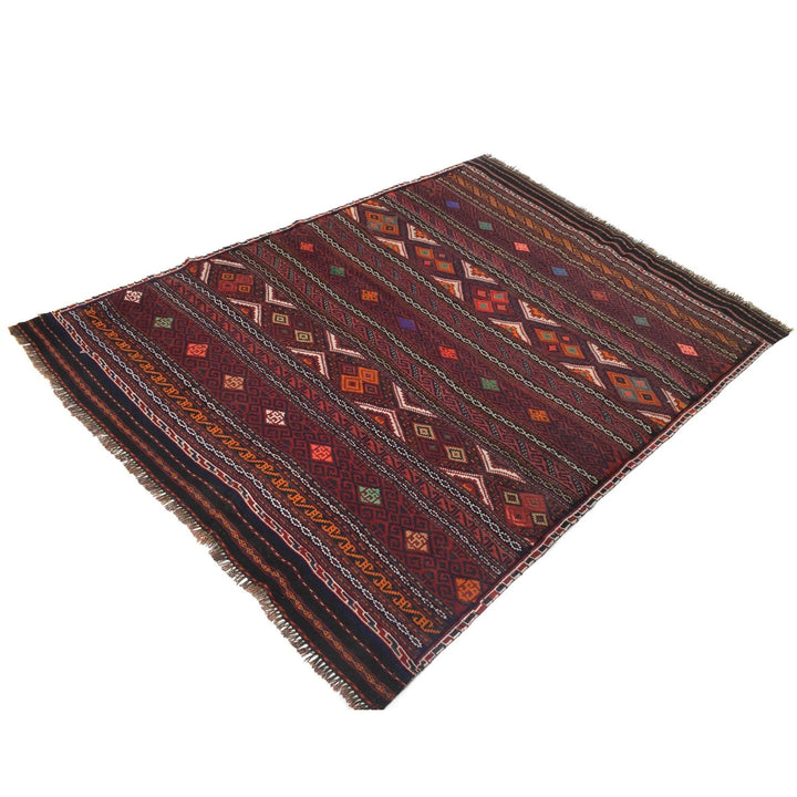 Afghan Laghari Kilim Rug 4' 2" x 5' 5" Flat-Weave | No. AL16347