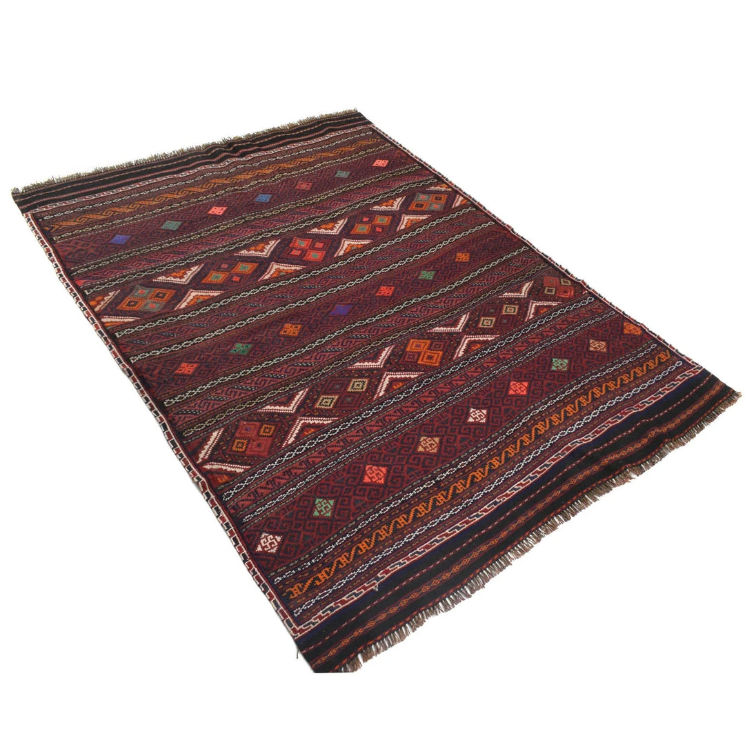 Afghan Laghari Kilim Rug 4' 2" x 5' 5" Flat-Weave | No. AL16347