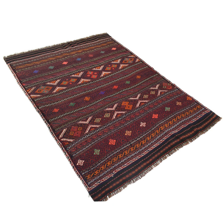 Afghan Laghari Kilim Rug 4' 2" x 5' 5" Flat-Weave | No. AL16347
