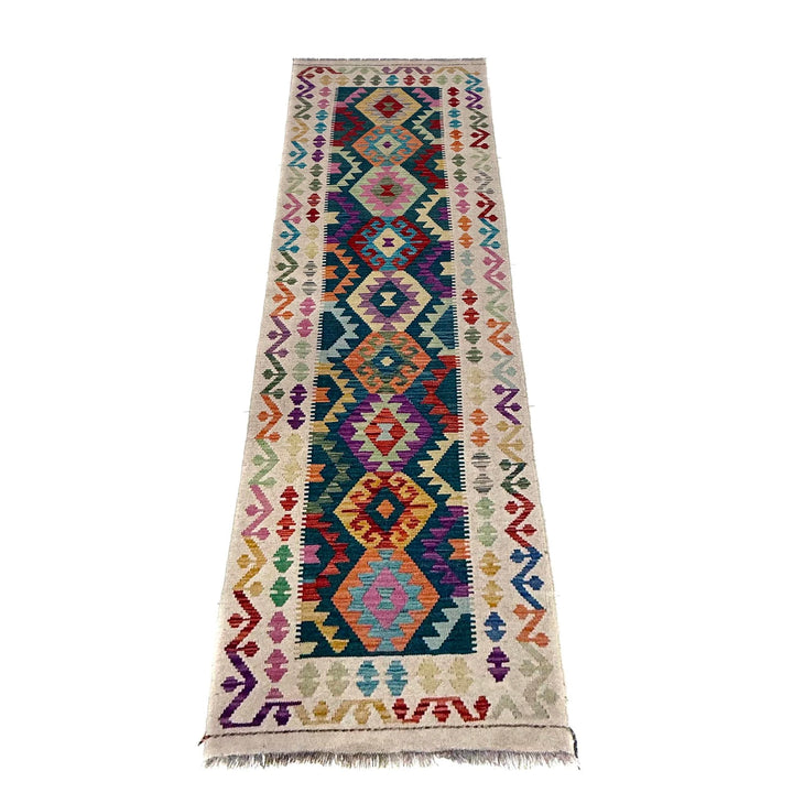 Multicolor Afghan Vegetable Kilim Rug 2' 8" x 9' 7" Flat-Weave | No. AL16378