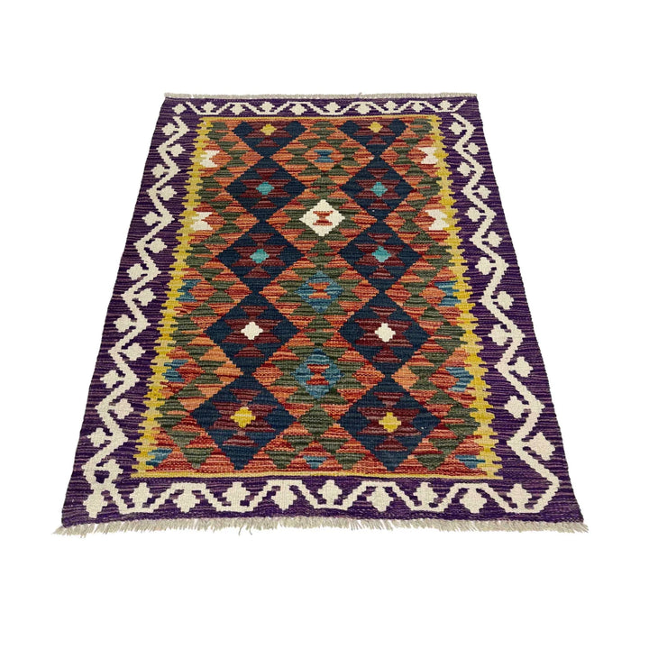 Afghan Vegetable Kilim Rug 2'7" x 4'0" Flat-Weave | No. AL164278