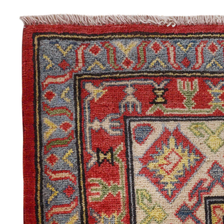 Red Afghan Kazak Rug 6' 9" x 9' 9" Hand-Knotted | No. AL16438