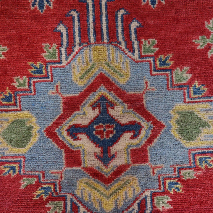 Red Afghan Kazak Rug 6' 9" x 9' 9" Hand-Knotted | No. AL16438