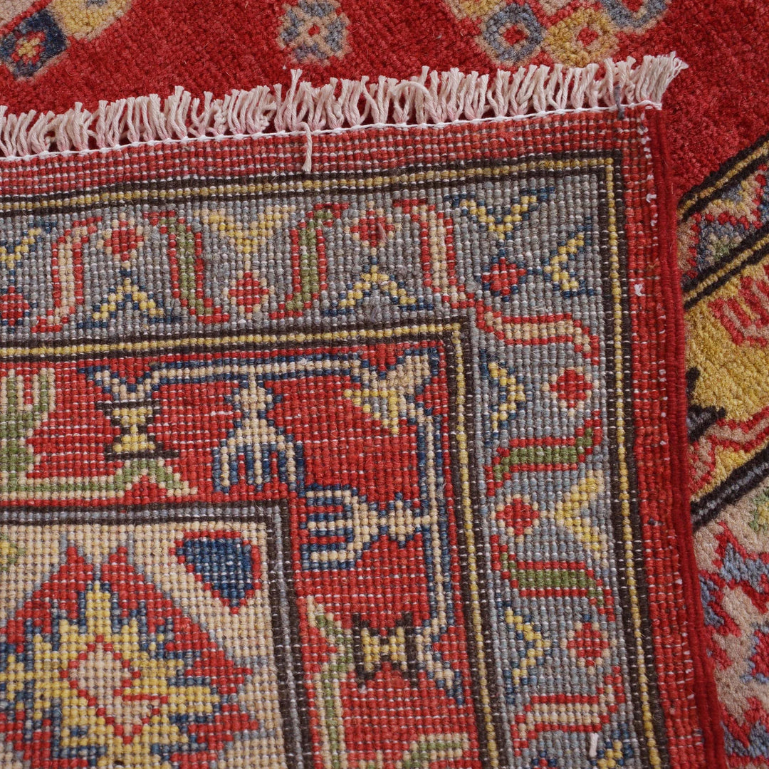 Red Afghan Kazak Rug 6' 9" x 9' 9" Hand-Knotted | No. AL16438