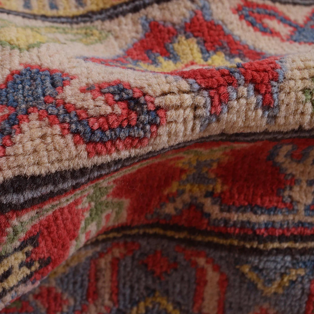 Red Afghan Kazak Rug 6' 9" x 9' 9" Hand-Knotted | No. AL16438