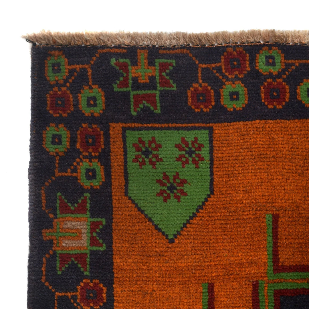 Orange Afghan Baluchi Rug 3' 10" x 6' 4" Hand-Knotted | No. AL16457