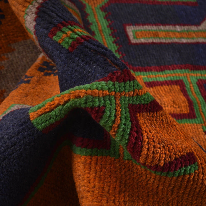 Orange Afghan Baluchi Rug 3' 10" x 6' 4" Hand-Knotted | No. AL16457