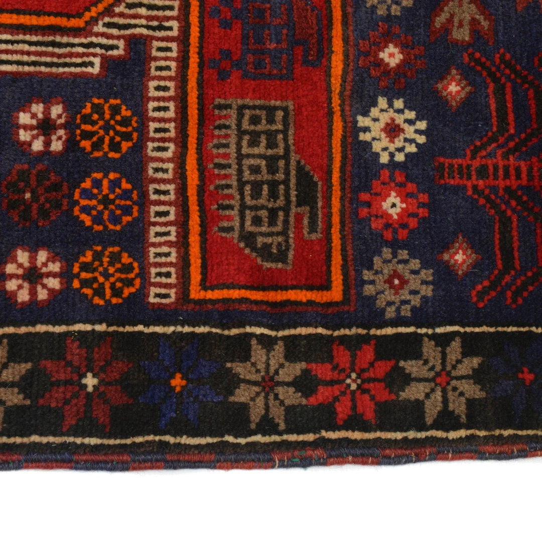 Blue Afghan Baluchi Rug 2' 8" x 4' 8" Hand-Knotted | No. AL16468