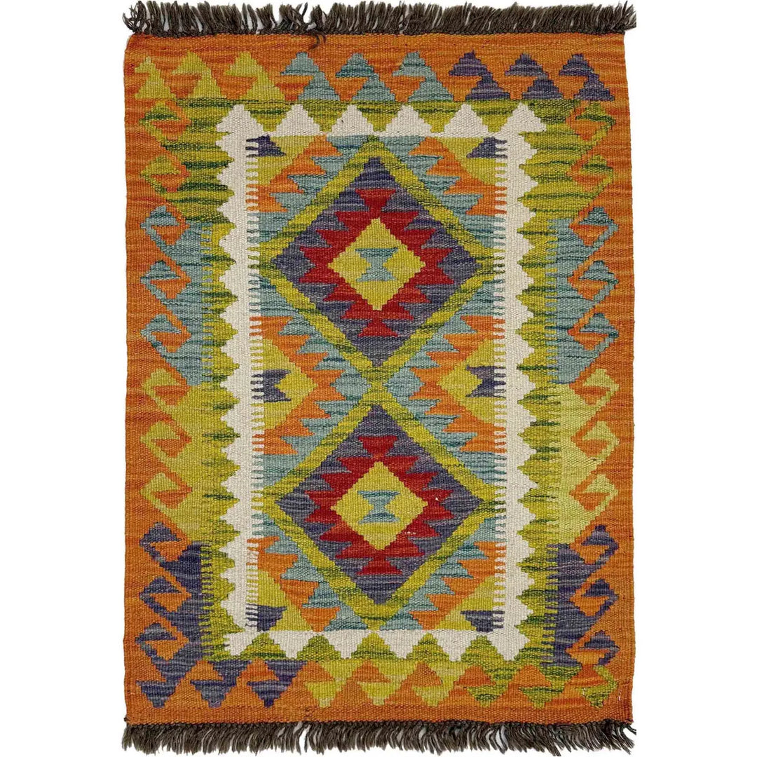 Afghan Vegetable Kilim Rug 2' 1" x 2' 11" Flat-Weave | No. AL164730