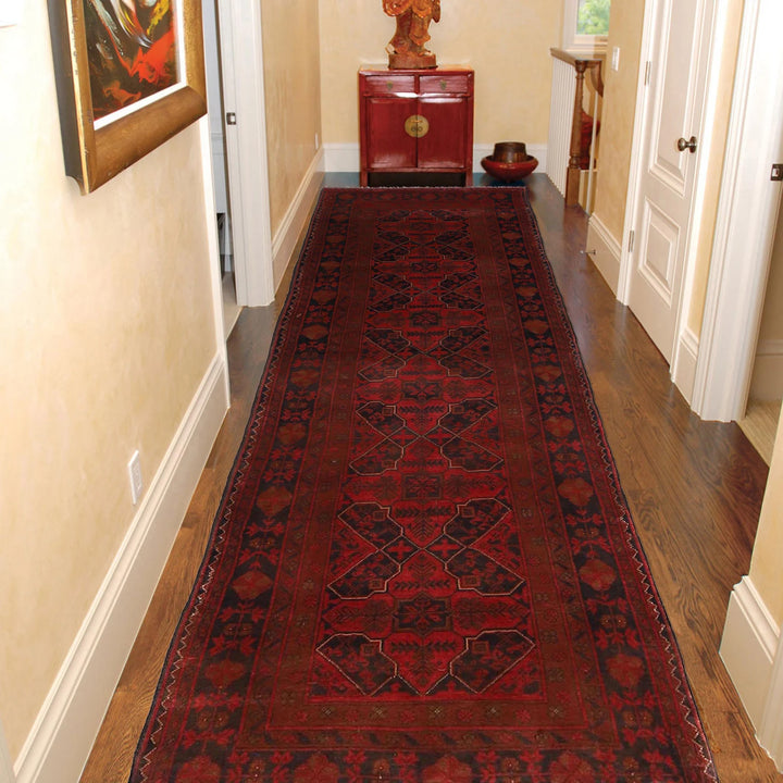 Red Afghan Khal Mohammadi Rug 2' 7" x 9' 5" Hand-Knotted | No. AL16478