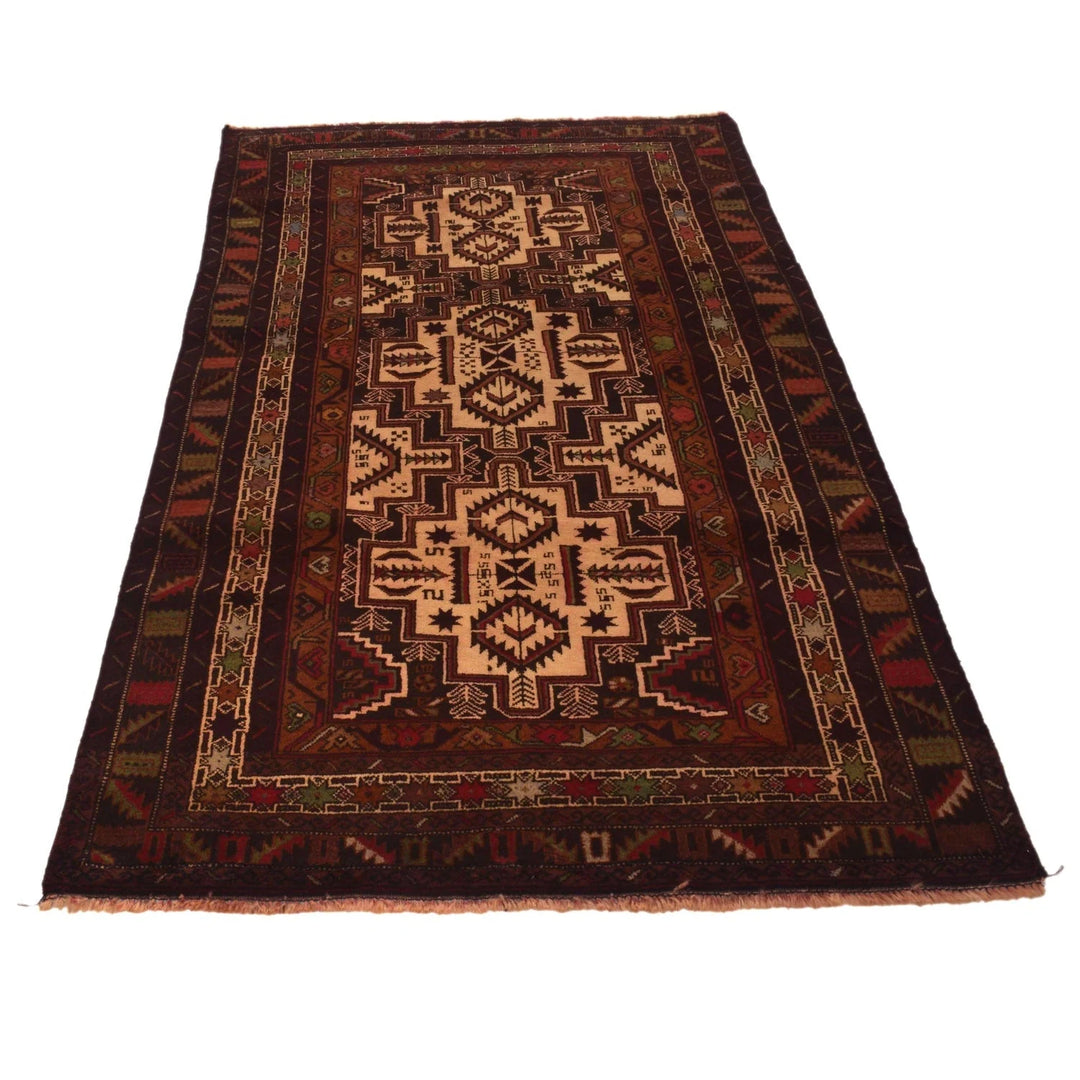 Afghan Baluchi Rug 3' 7" x 6' 6" Hand-Knotted | No. AL16511