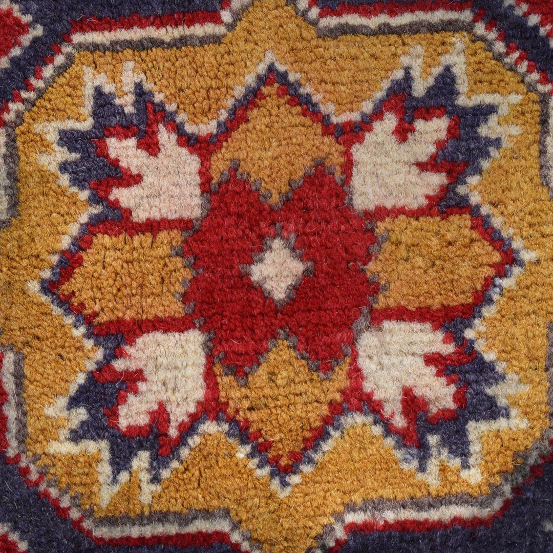 Blue Afghan Kazak Rug 4' 11" x 6' 7" Hand-Knotted | No. AL16673