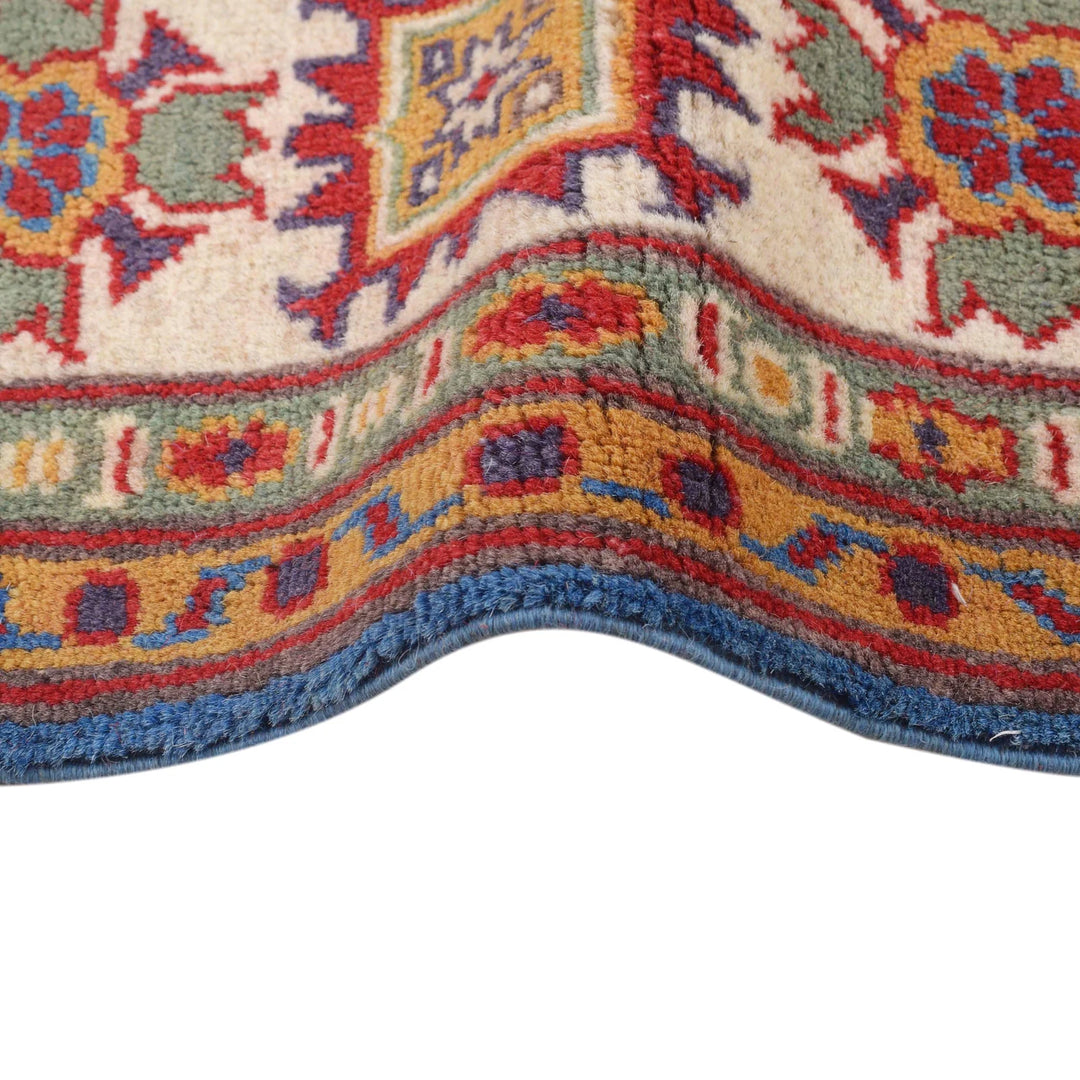 Blue Afghan Kazak Rug 4' 11" x 6' 7" Hand-Knotted | No. AL16673