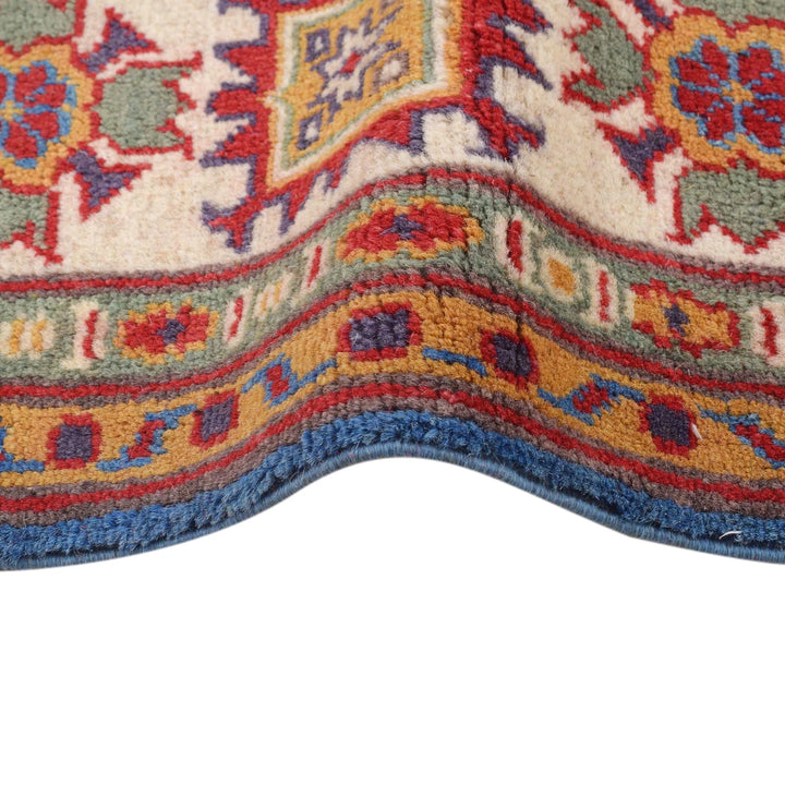 Blue Afghan Kazak Rug 4' 11" x 6' 7" Hand-Knotted | No. AL16673